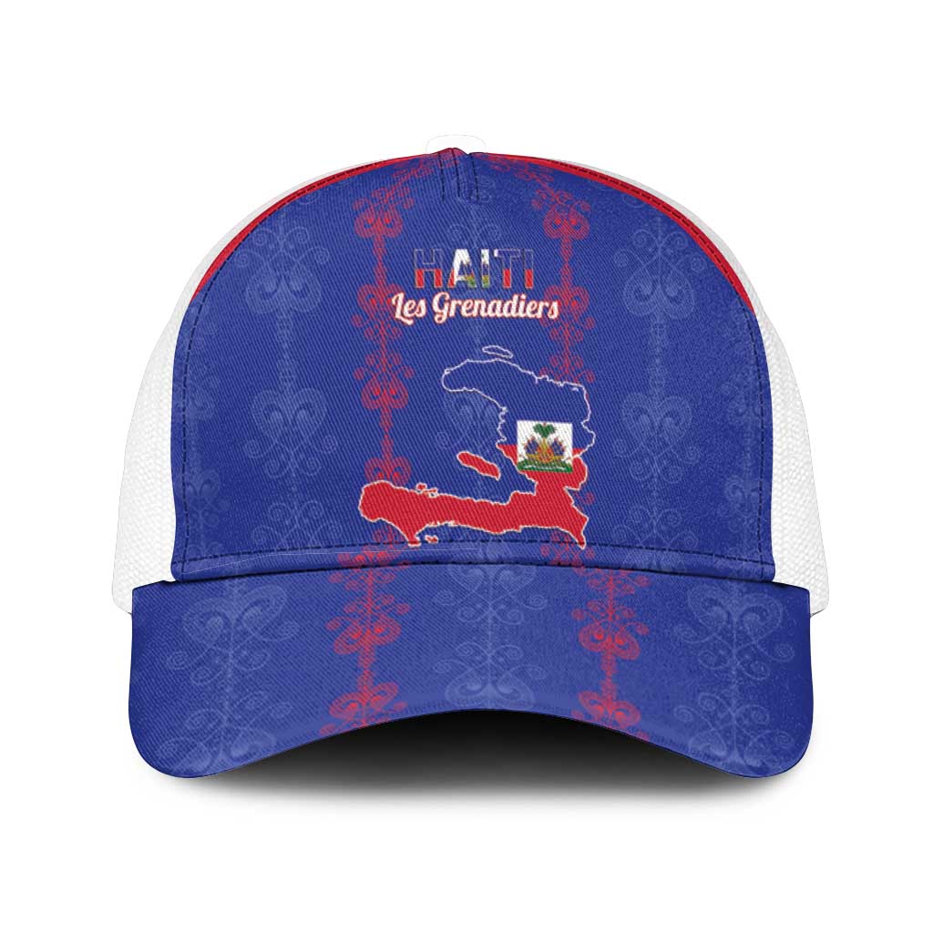 Haiti Football Mesh Trucker Cap Les Grenadiers Veve Vodou Blue - Wonder Print Shop