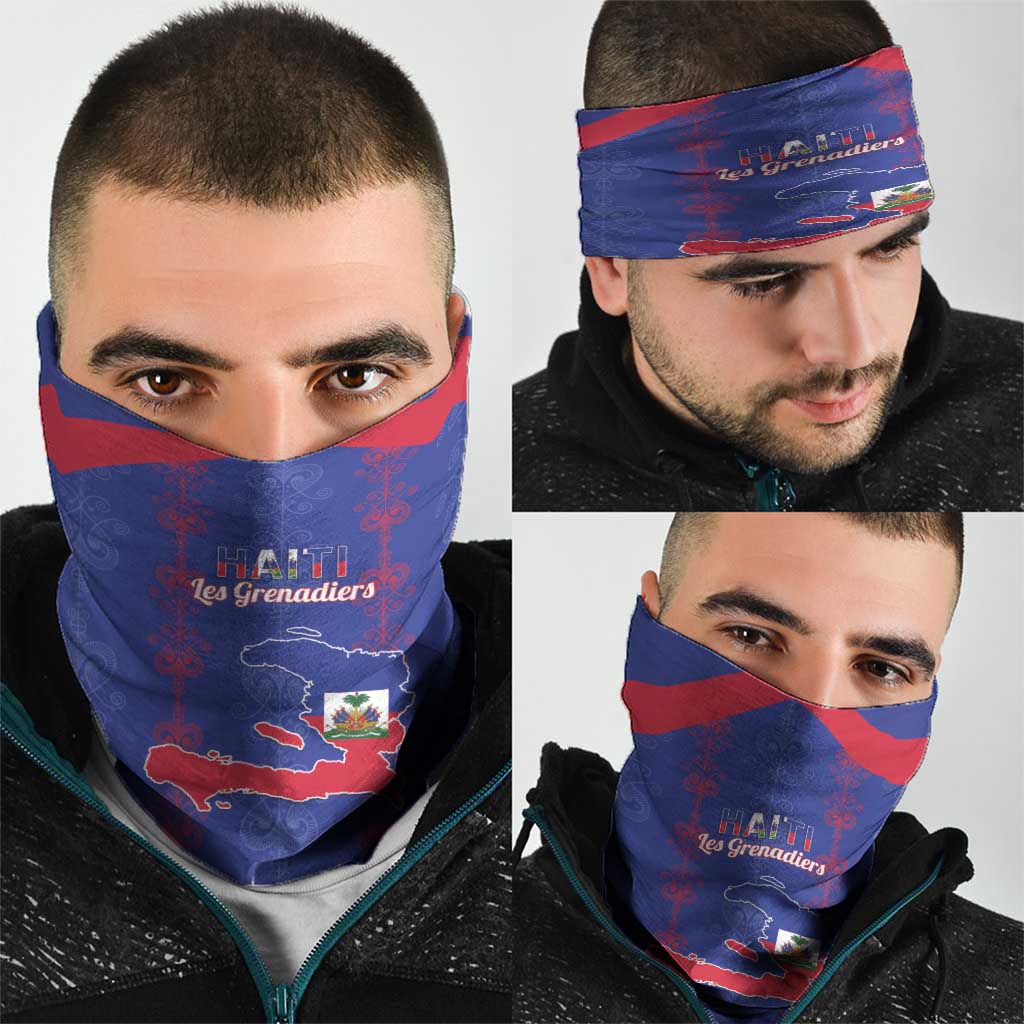 Haiti Football Neck Gaiter Les Grenadiers Veve Vodou Blue - Wonder Print Shop