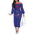 Custom Haiti Football Off The Shoulder Long Sleeve Dress Les Grenadiers Veve Vodou Blue - Wonder Print Shop
