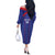 Custom Haiti Football Off The Shoulder Long Sleeve Dress Les Grenadiers Veve Vodou Blue - Wonder Print Shop
