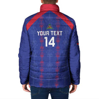 Custom Haiti Football Padded Jacket Les Grenadiers Veve Vodou Blue - Wonder Print Shop