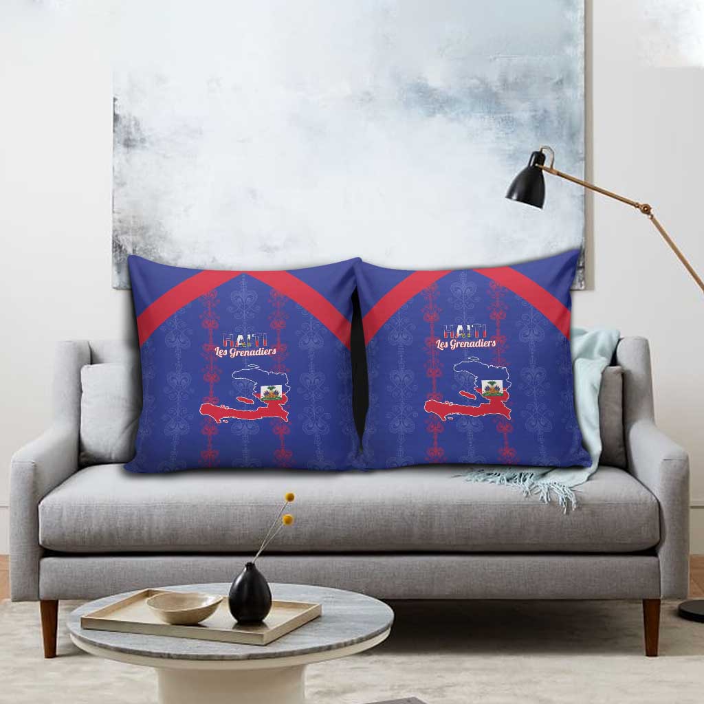 Haiti Football Pillow Cover Les Grenadiers Veve Vodou Blue - Wonder Print Shop