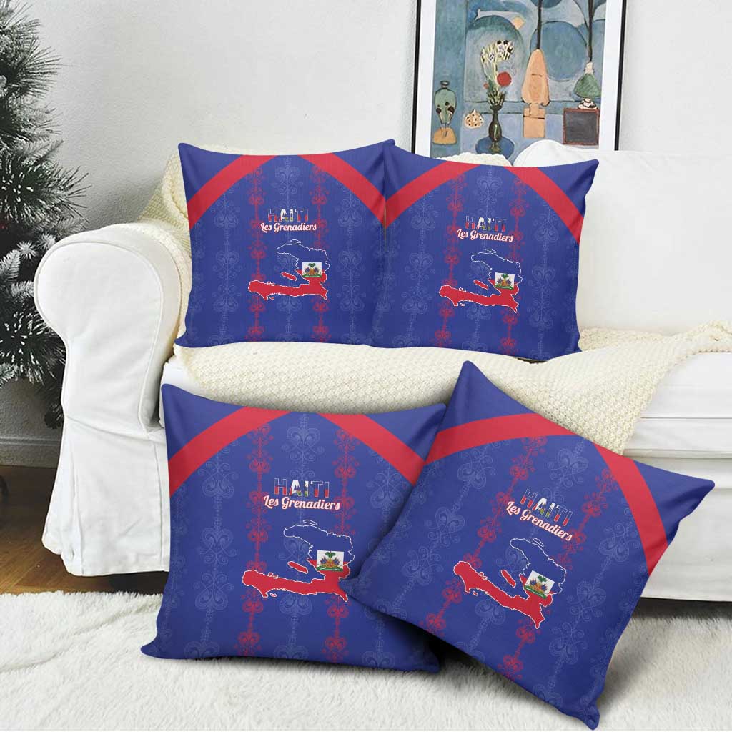 Haiti Football Pillow Cover Les Grenadiers Veve Vodou Blue - Wonder Print Shop