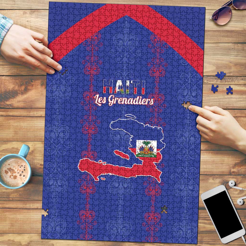 Haiti Football Puzzle Les Grenadiers Veve Vodou Blue - Wonder Print Shop