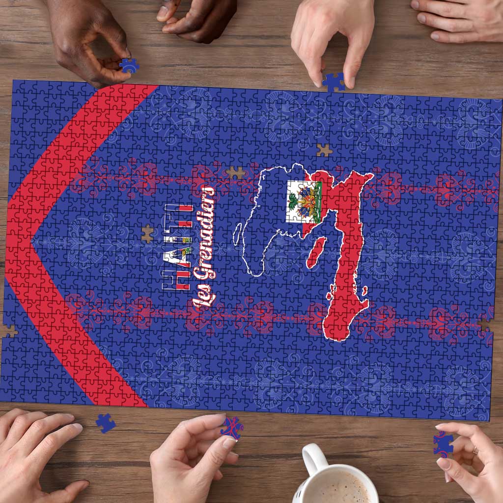 Haiti Football Puzzle Les Grenadiers Veve Vodou Blue - Wonder Print Shop