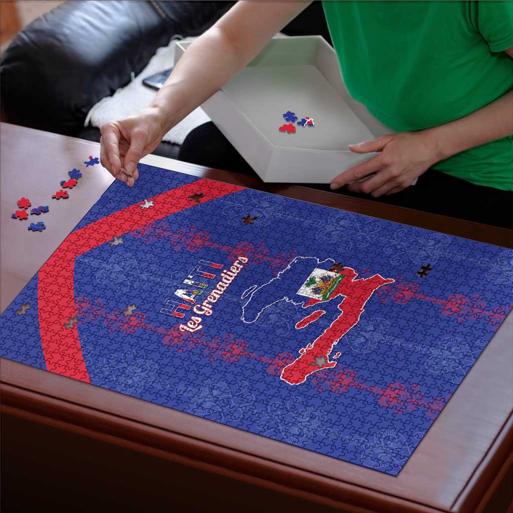 Haiti Football Puzzle Les Grenadiers Veve Vodou Blue - Wonder Print Shop