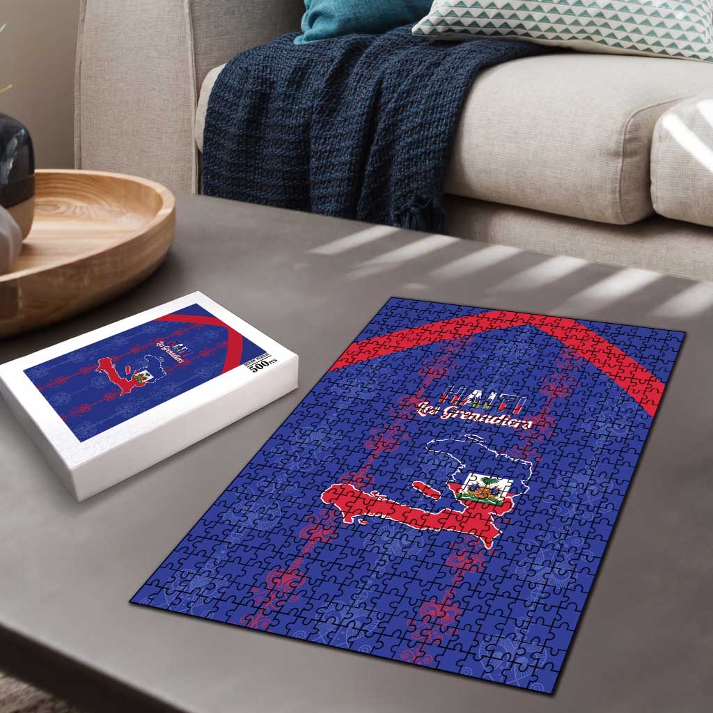 Haiti Football Puzzle Les Grenadiers Veve Vodou Blue - Wonder Print Shop