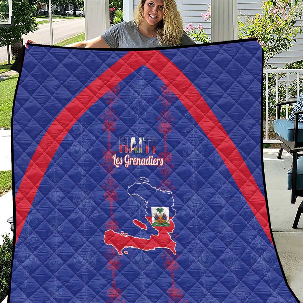 Haiti Football Quilt Les Grenadiers Veve Vodou Blue - Wonder Print Shop