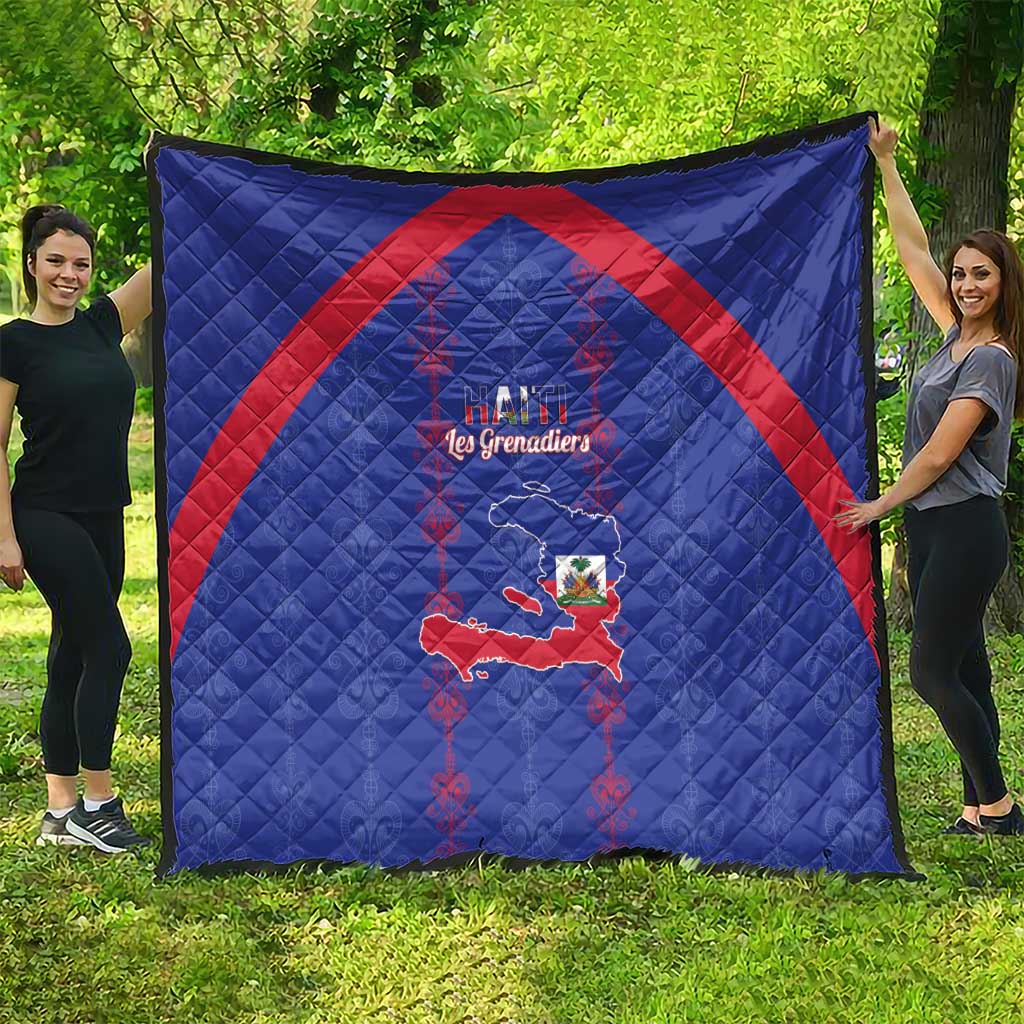 Haiti Football Quilt Les Grenadiers Veve Vodou Blue - Wonder Print Shop