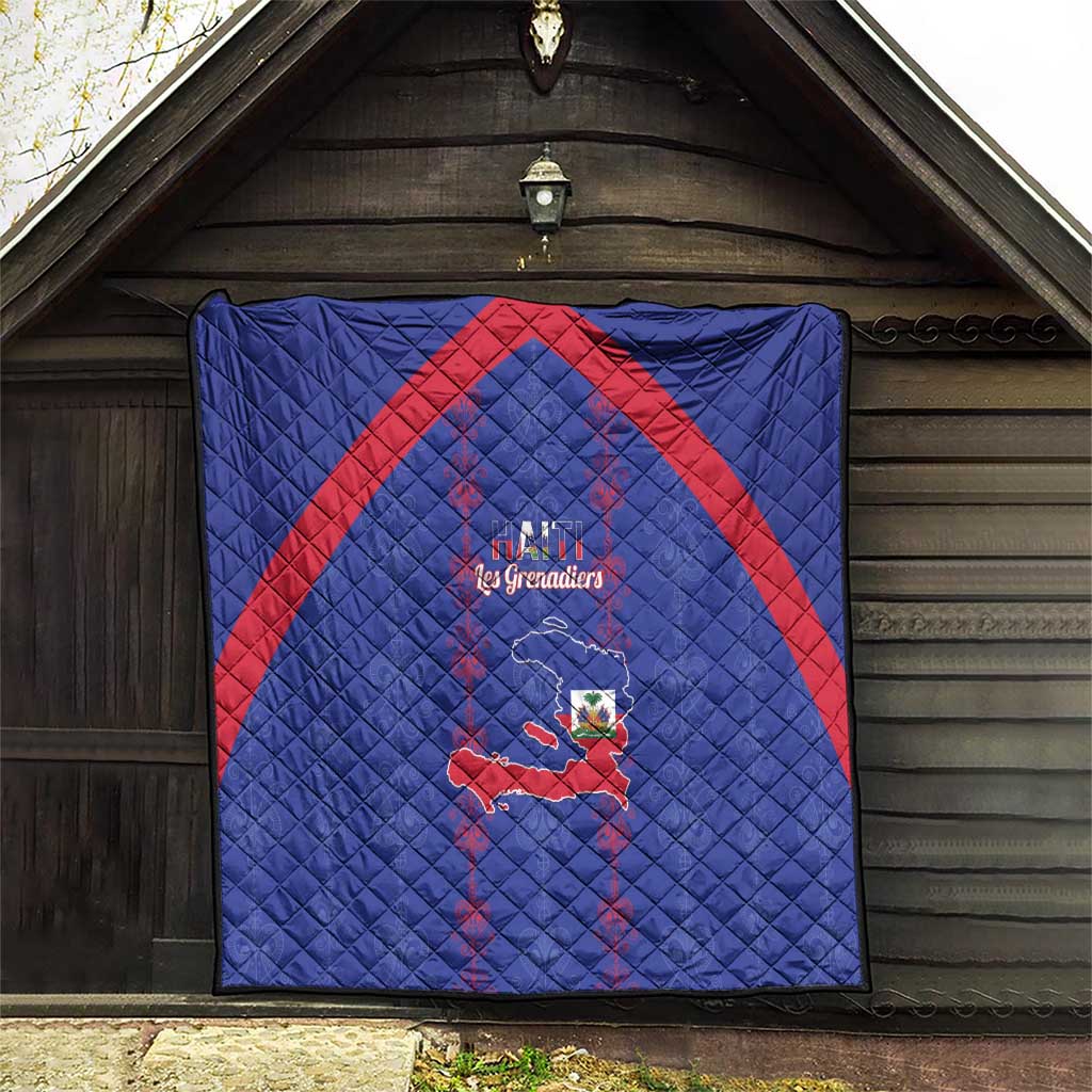 Haiti Football Quilt Les Grenadiers Veve Vodou Blue - Wonder Print Shop