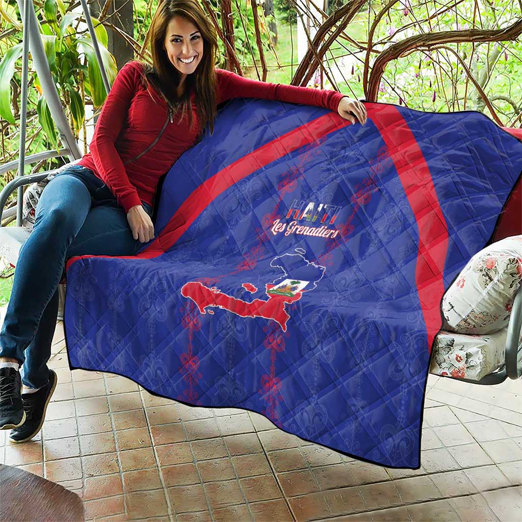 Haiti Football Quilt Les Grenadiers Veve Vodou Blue - Wonder Print Shop