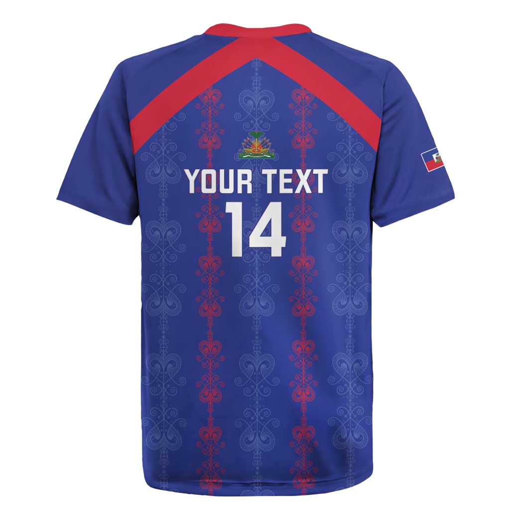 Custom Haiti Football Rugby Jersey Les Grenadiers Veve Vodou Blue - Wonder Print Shop