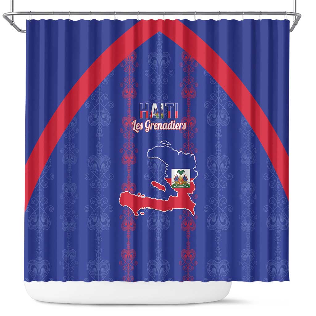 Haiti Football Shower Curtain Les Grenadiers Veve Vodou Blue - Wonder Print Shop