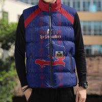 Custom Haiti Football Sleeveless Puffer Jacket Les Grenadiers Veve Vodou Blue - Wonder Print Shop