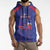 Custom Haiti Football Sleeveless Zip Hoodie Les Grenadiers Veve Vodou Blue - Wonder Print Shop