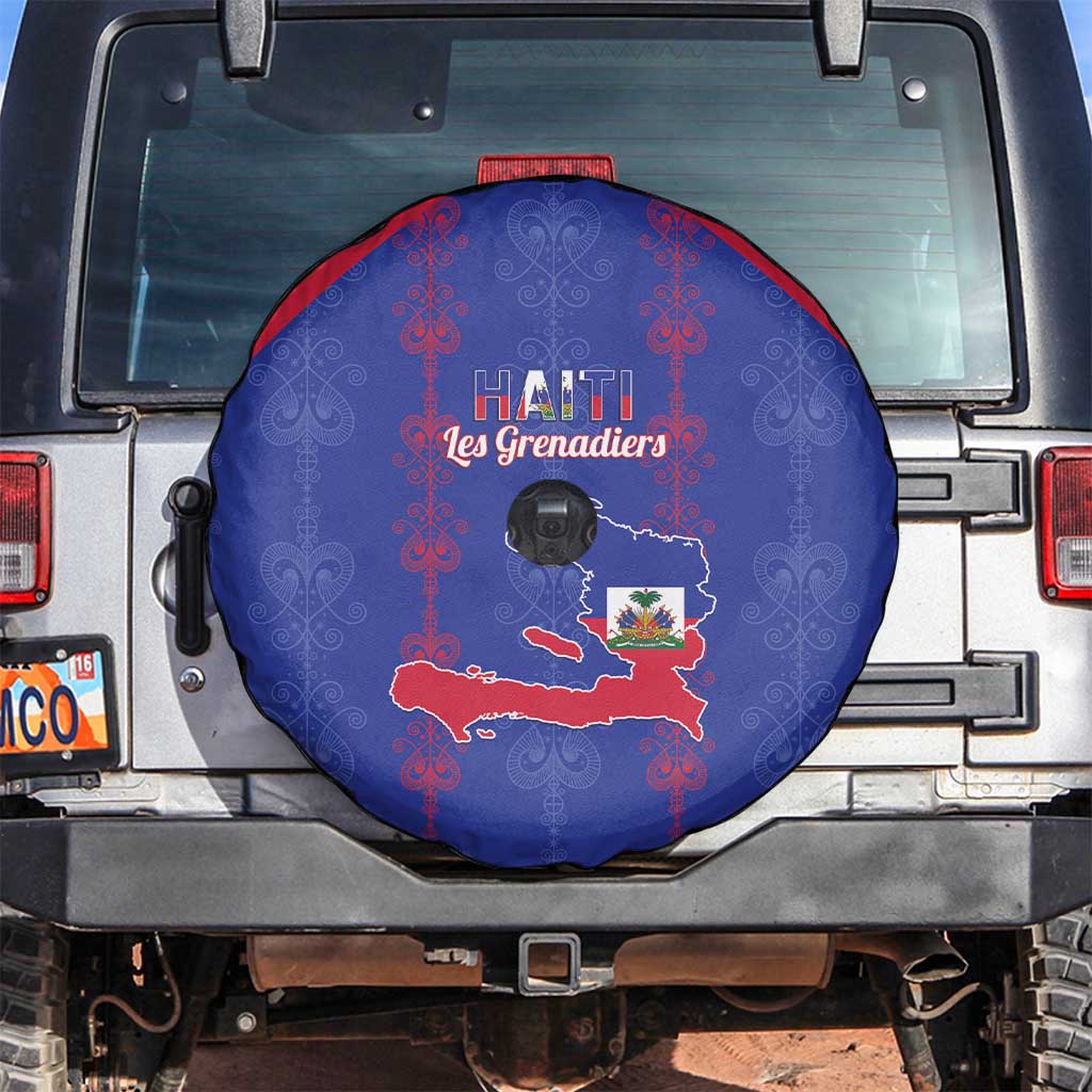 Haiti Football Spare Tire Cover Les Grenadiers Veve Vodou Blue - Wonder Print Shop