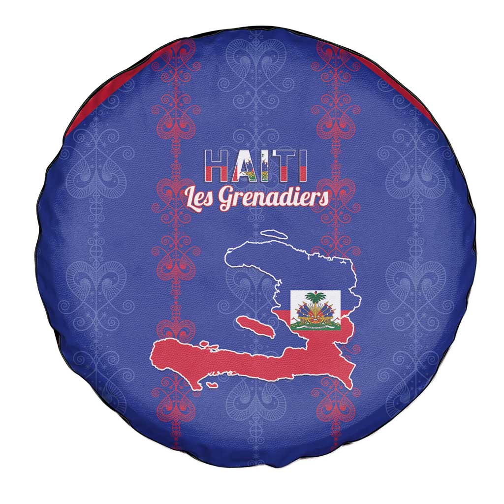 Haiti Football Spare Tire Cover Les Grenadiers Veve Vodou Blue - Wonder Print Shop