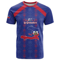 Custom Haiti Football T Shirt Les Grenadiers Veve Vodou Blue - Wonder Print Shop