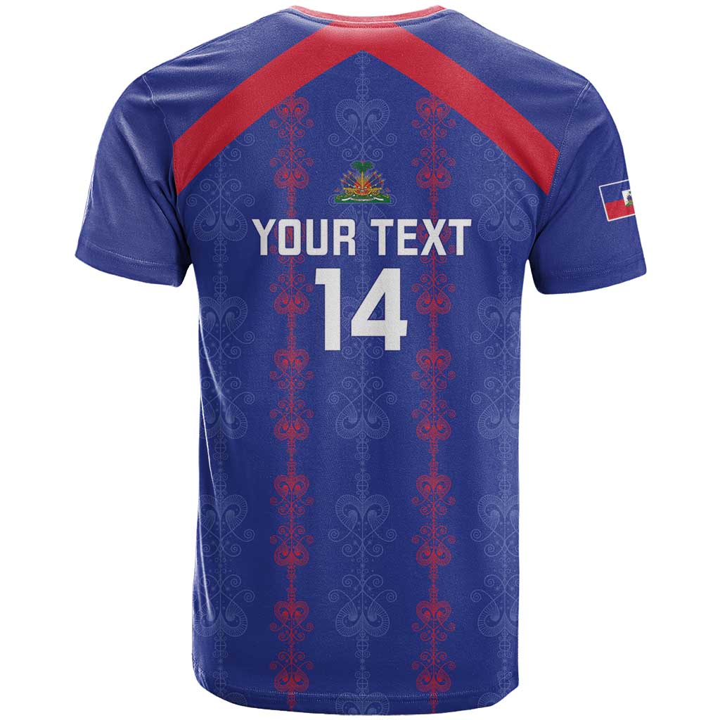 Custom Haiti Football T Shirt Les Grenadiers Veve Vodou Blue - Wonder Print Shop