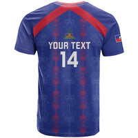 Custom Haiti Football T Shirt Les Grenadiers Veve Vodou Blue - Wonder Print Shop