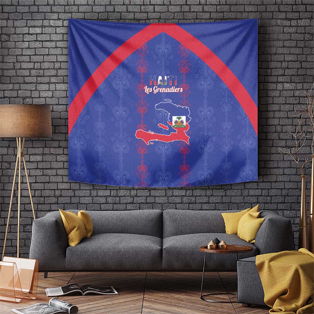 Haiti Football Tapestry Les Grenadiers Veve Vodou Blue - Wonder Print Shop