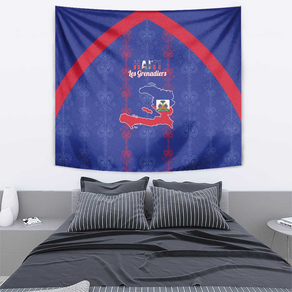 Haiti Football Tapestry Les Grenadiers Veve Vodou Blue - Wonder Print Shop
