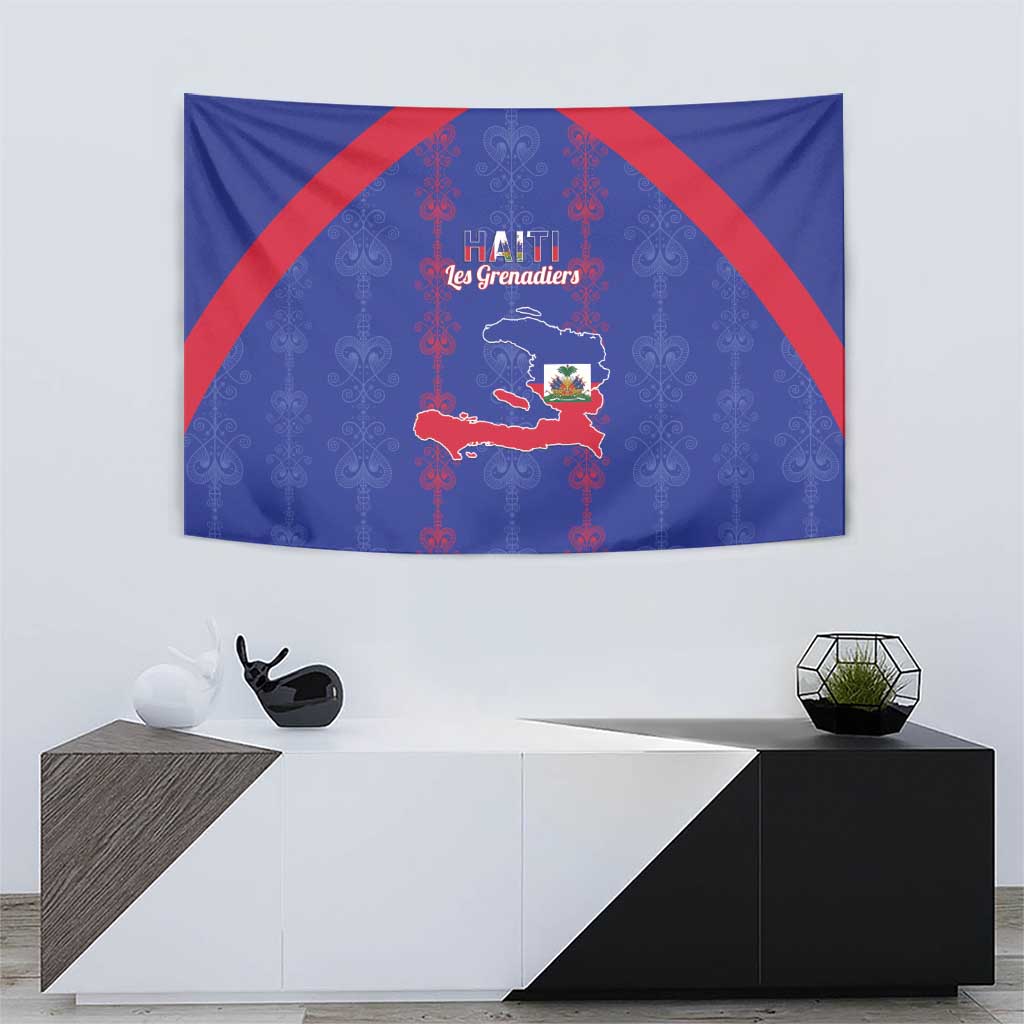 Haiti Football Tapestry Les Grenadiers Veve Vodou Blue - Wonder Print Shop