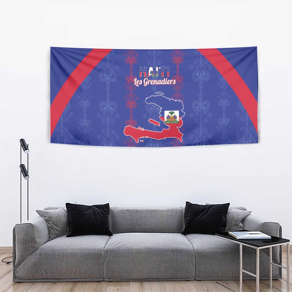 Haiti Football Tapestry Les Grenadiers Veve Vodou Blue - Wonder Print Shop