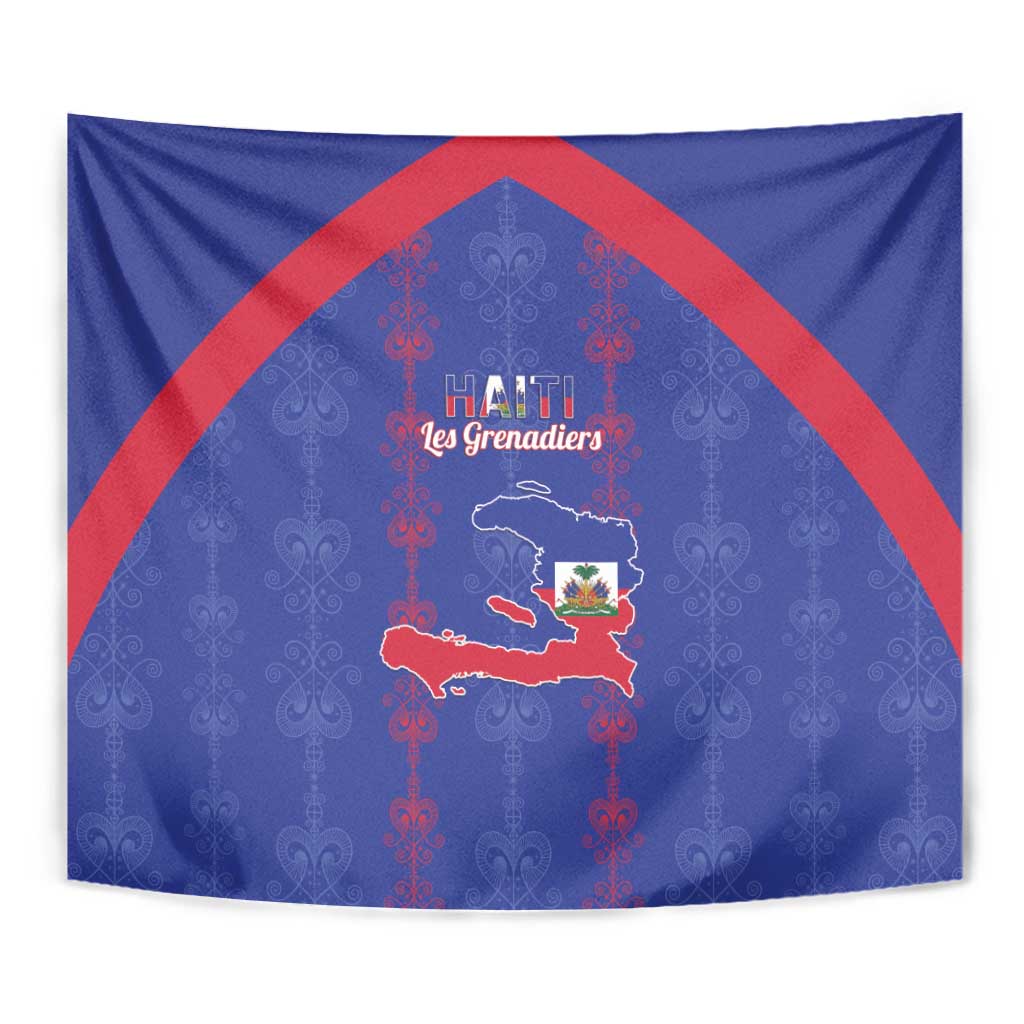 Haiti Football Tapestry Les Grenadiers Veve Vodou Blue - Wonder Print Shop