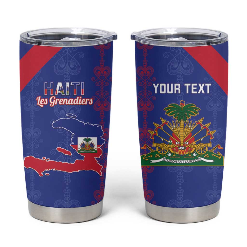 Custom Haiti Football Tumbler Cup Les Grenadiers Veve Vodou Blue - Wonder Print Shop
