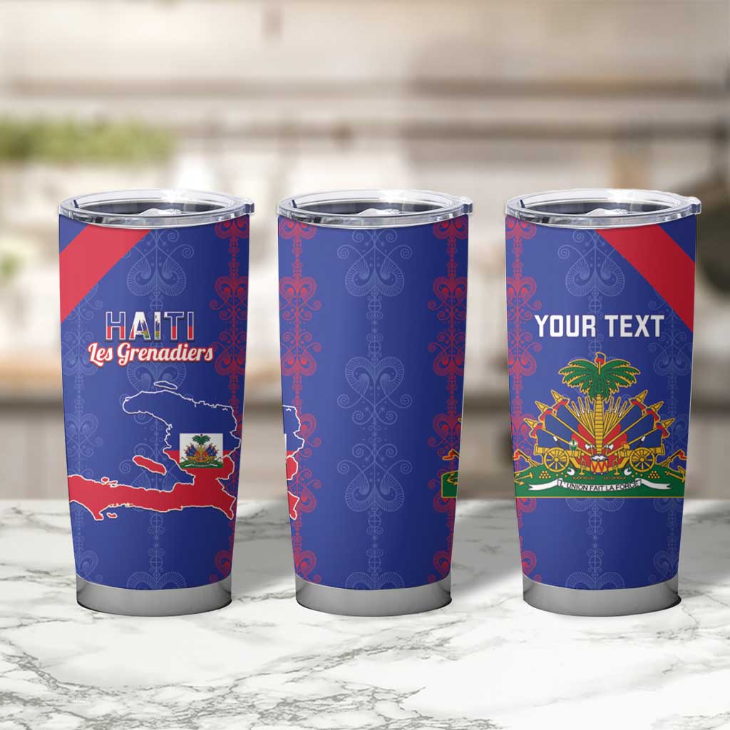 Custom Haiti Football Tumbler Cup Les Grenadiers Veve Vodou Blue - Wonder Print Shop