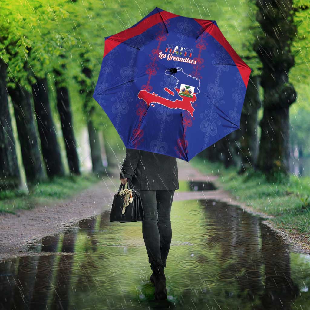 Haiti Football Umbrella Les Grenadiers Veve Vodou Blue - Wonder Print Shop