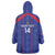 Custom Haiti Football Wearable Blanket Hoodie Les Grenadiers Veve Vodou Blue - Wonder Print Shop
