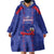 Custom Haiti Football Wearable Blanket Hoodie Les Grenadiers Veve Vodou Blue - Wonder Print Shop