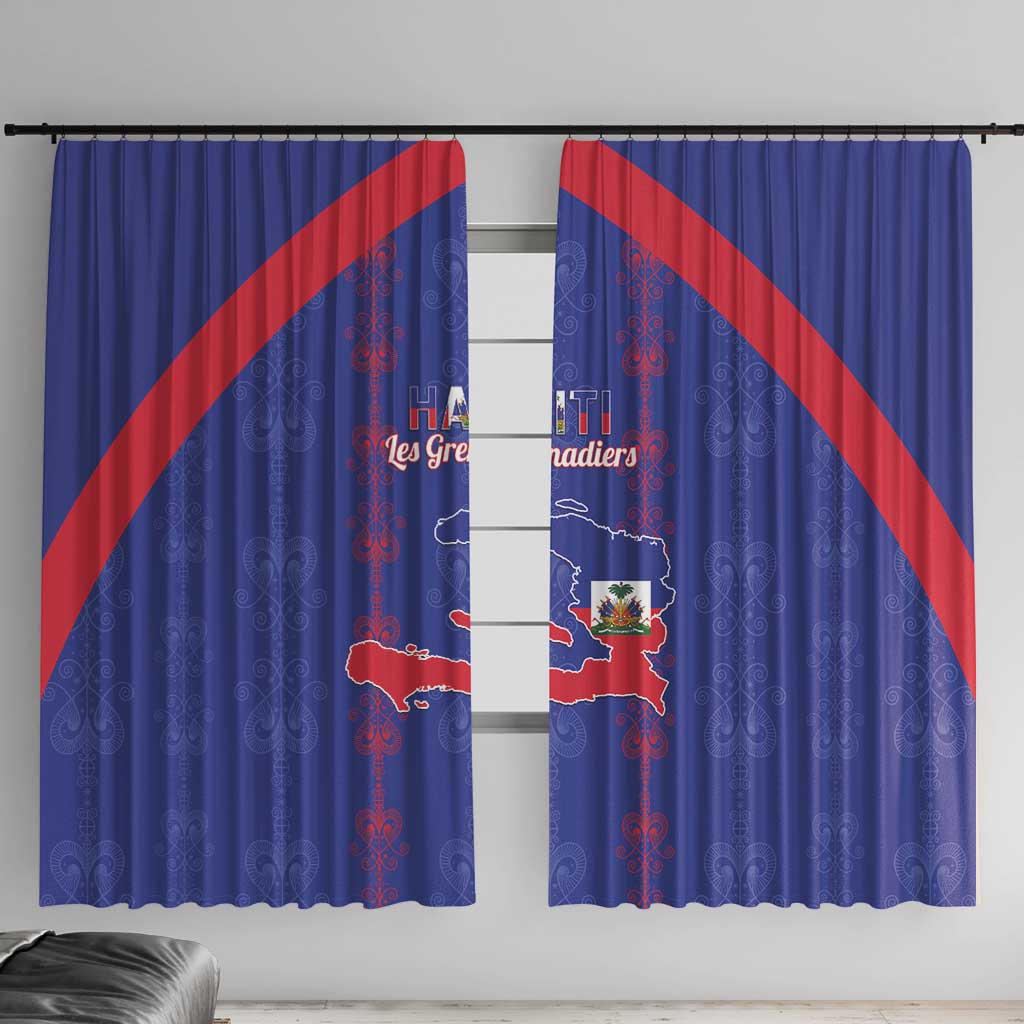Haiti Football Window Curtain Les Grenadiers Veve Vodou Blue - Wonder Print Shop
