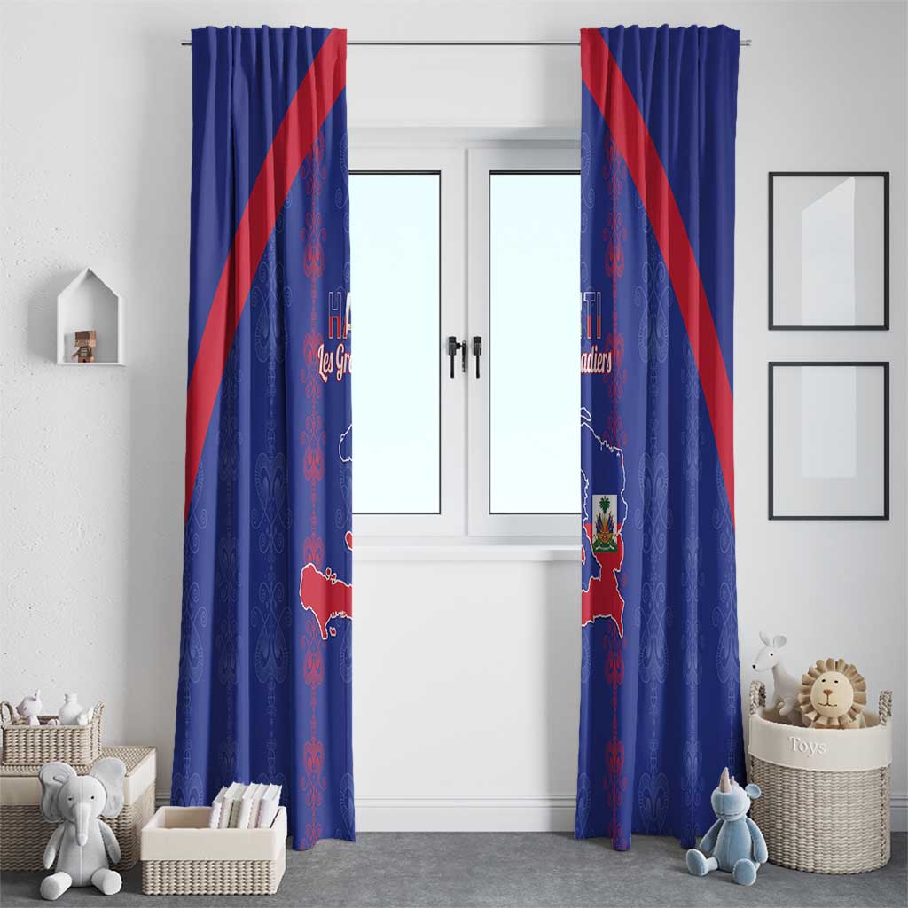Haiti Football Window Curtain Les Grenadiers Veve Vodou Blue - Wonder Print Shop