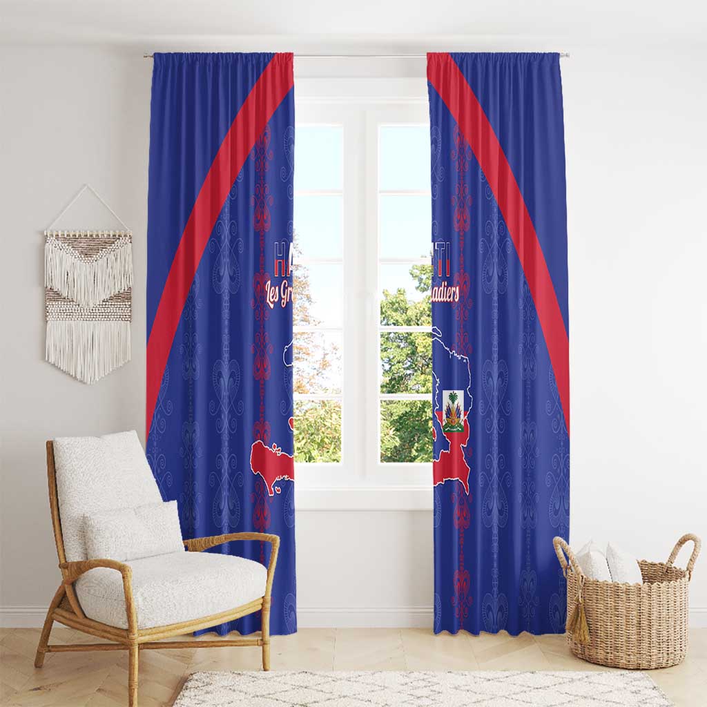 Haiti Football Window Curtain Les Grenadiers Veve Vodou Blue - Wonder Print Shop