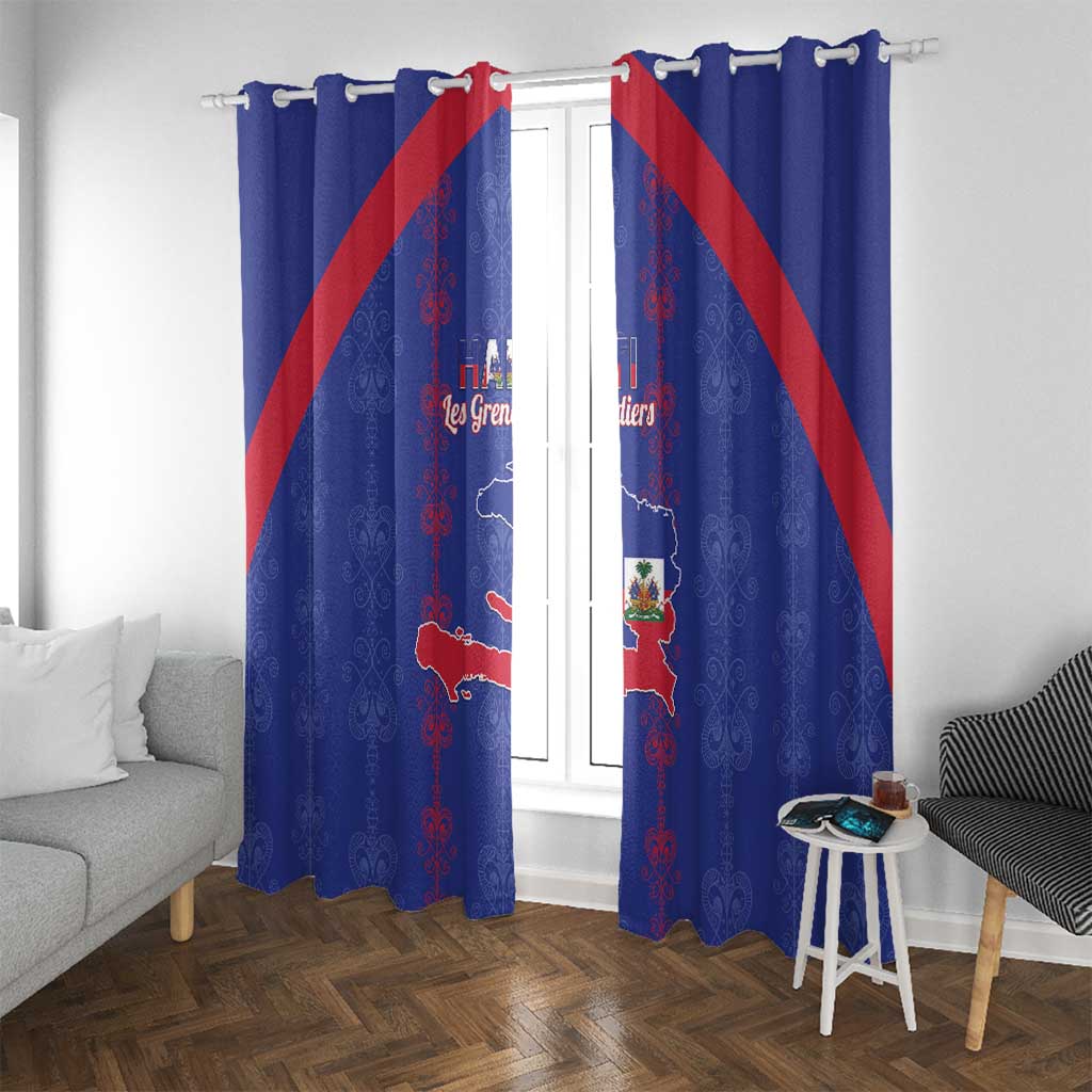 Haiti Football Window Curtain Les Grenadiers Veve Vodou Blue - Wonder Print Shop