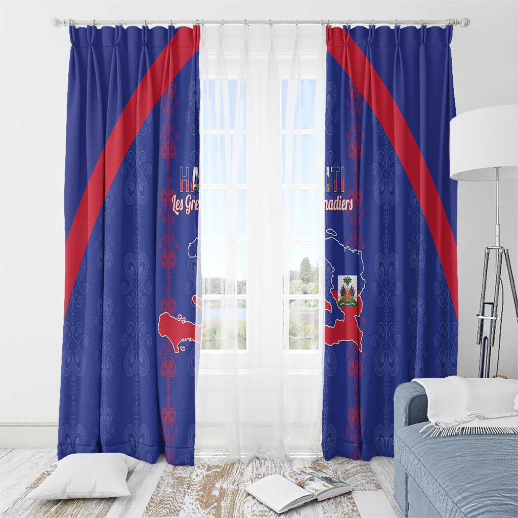 Haiti Football Window Curtain Les Grenadiers Veve Vodou Blue - Wonder Print Shop
