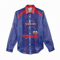 Custom Haiti Football Women Casual Shirt Les Grenadiers Veve Vodou Blue - Wonder Print Shop