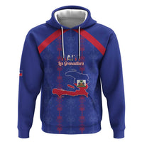Custom Haiti Football Zip Hoodie Les Grenadiers Veve Vodou Blue - Wonder Print Shop