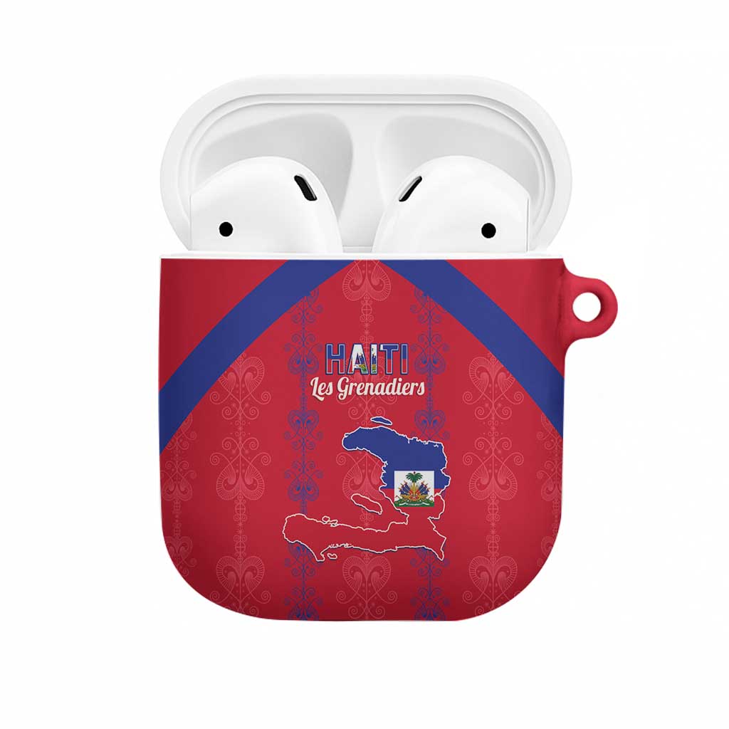 Haiti Football AirPods Case Les Grenadiers Veve Vodou Red - Wonder Print Shop