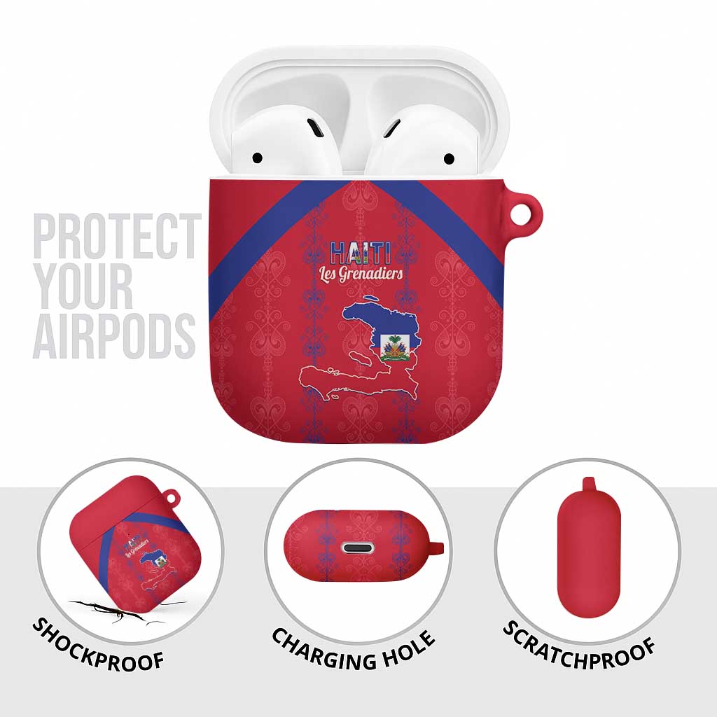 Haiti Football AirPods Case Les Grenadiers Veve Vodou Red - Wonder Print Shop