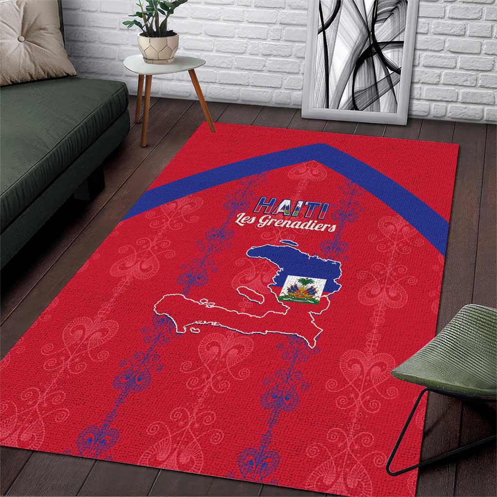 Haiti Football Area Rug Les Grenadiers Veve Vodou Red - Wonder Print Shop