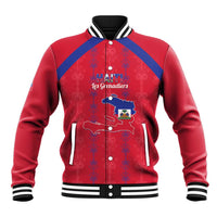 Custom Haiti Football Baseball Jacket Les Grenadiers Veve Vodou Red - Wonder Print Shop
