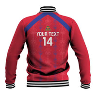 Custom Haiti Football Baseball Jacket Les Grenadiers Veve Vodou Red - Wonder Print Shop