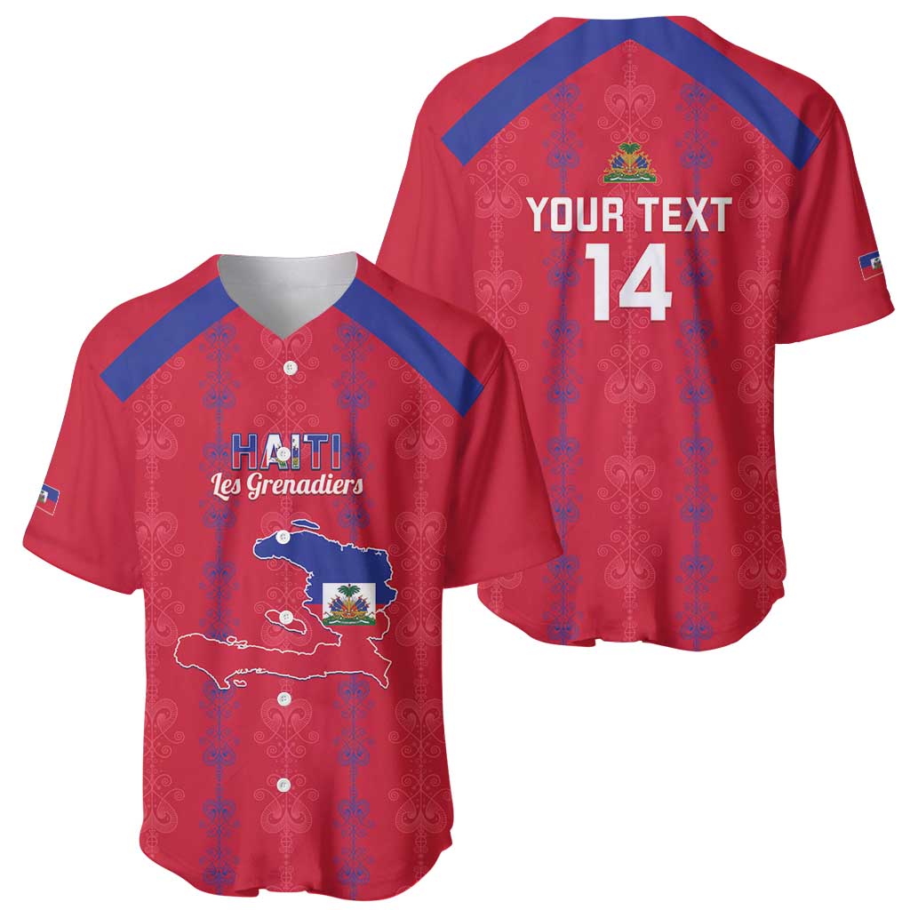 Custom Haiti Football Baseball Jersey Les Grenadiers Veve Vodou Red - Wonder Print Shop