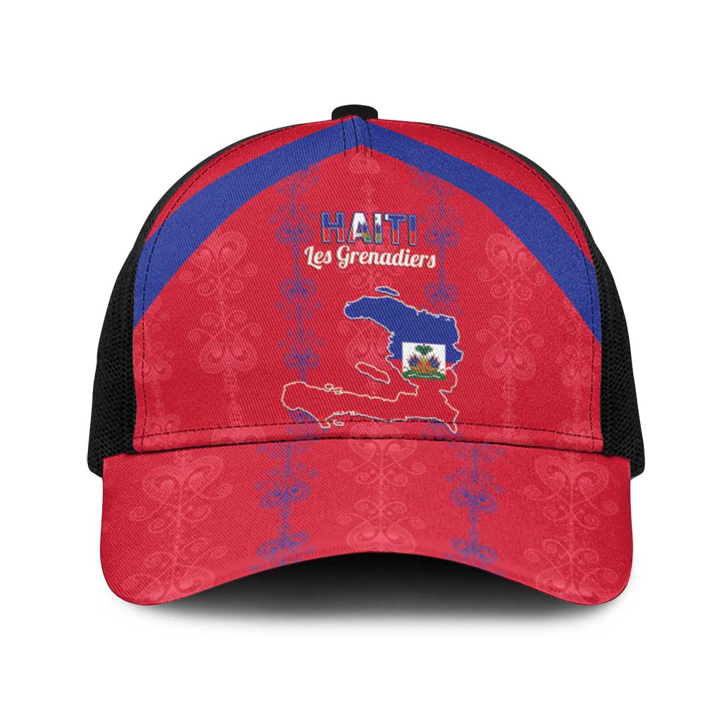 Haiti Football Baseball Net Cap Les Grenadiers Veve Vodou Red - Wonder Print Shop