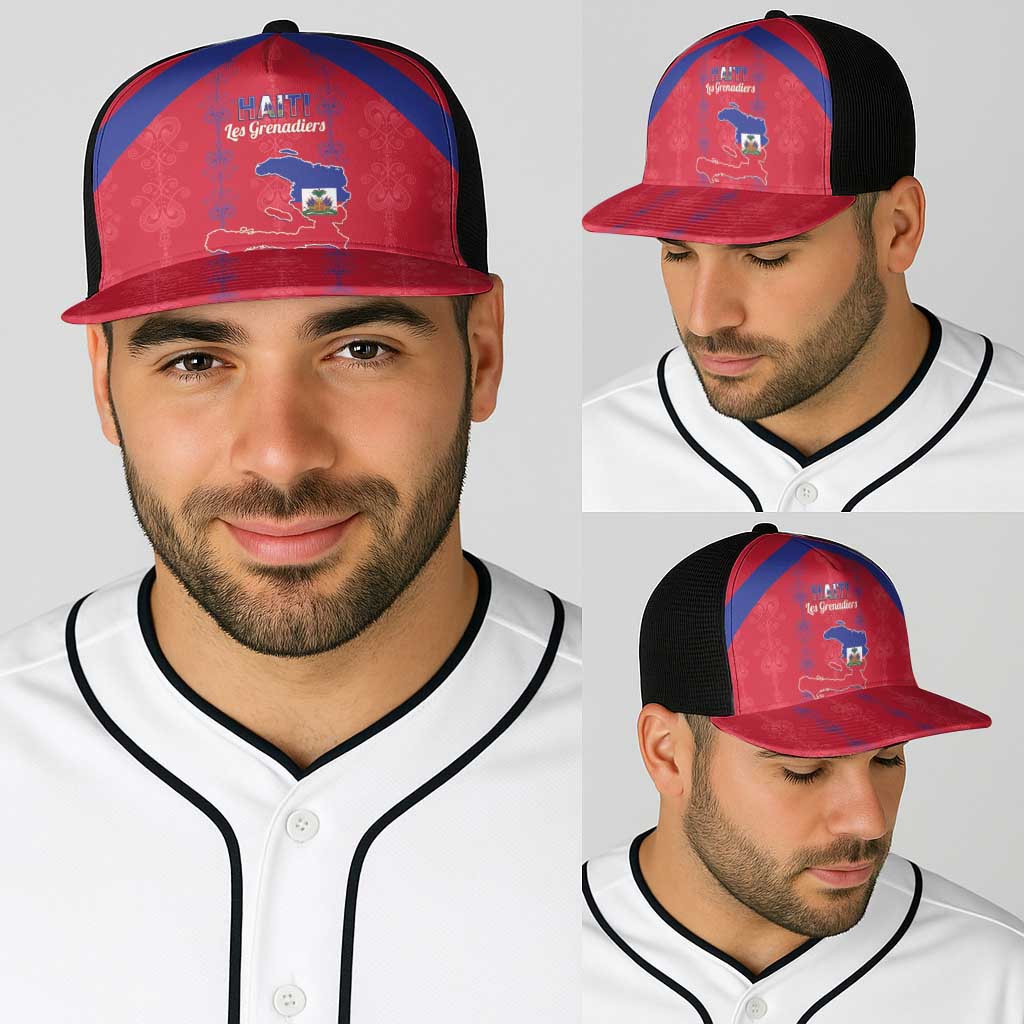 Haiti Football Baseball Net Cap Les Grenadiers Veve Vodou Red - Wonder Print Shop