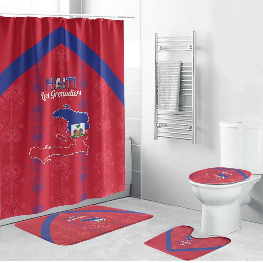 Haiti Football Bathroom Set Les Grenadiers Veve Vodou Red - Wonder Print Shop